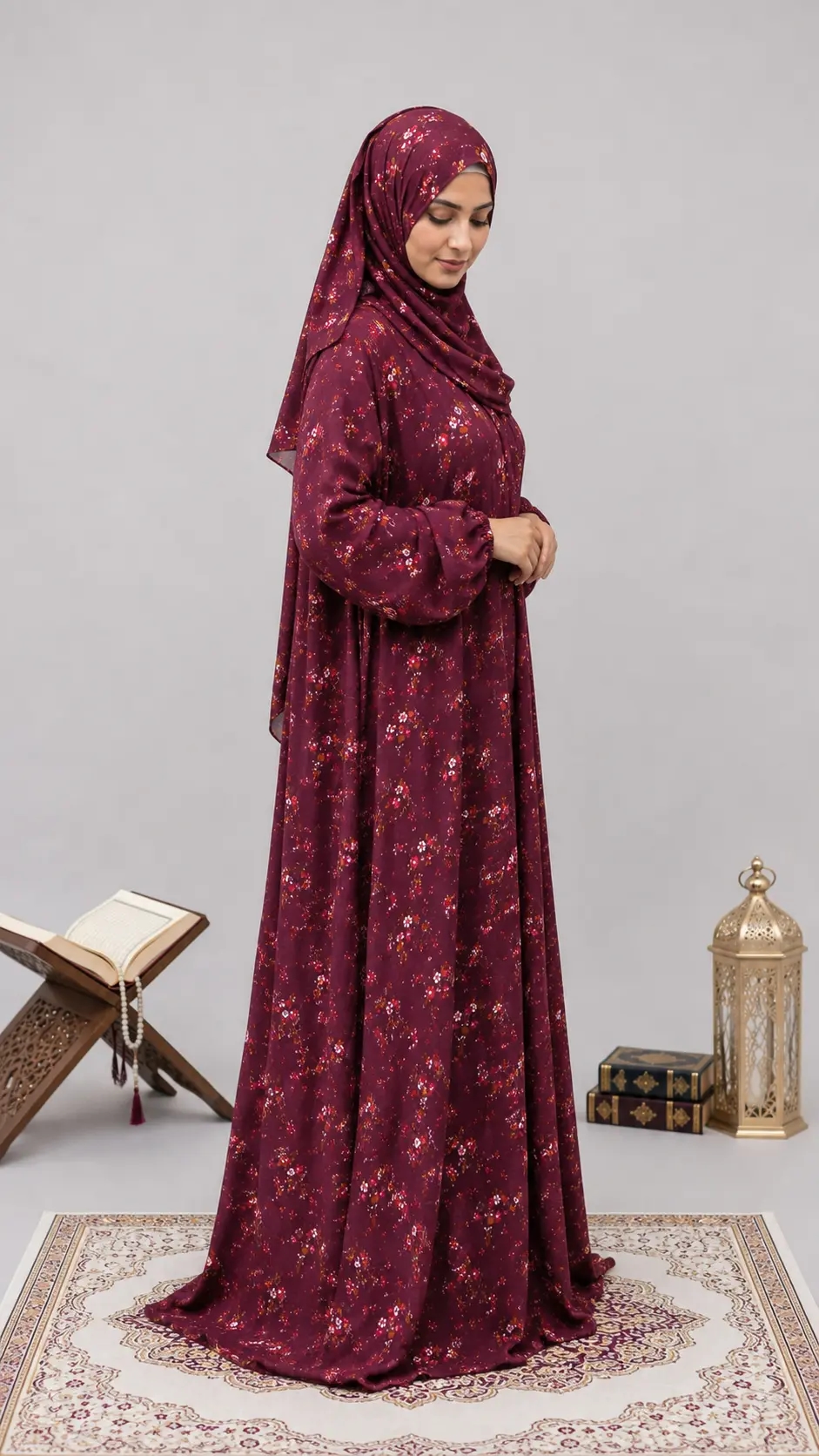 Maroon Blossam Prayer Dress