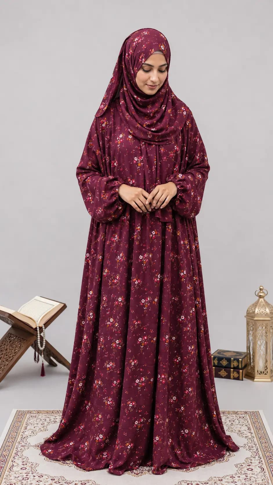 Maroon Blossam Prayer Dress