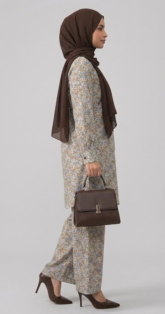 Classic Brown and Beige Floral Set
