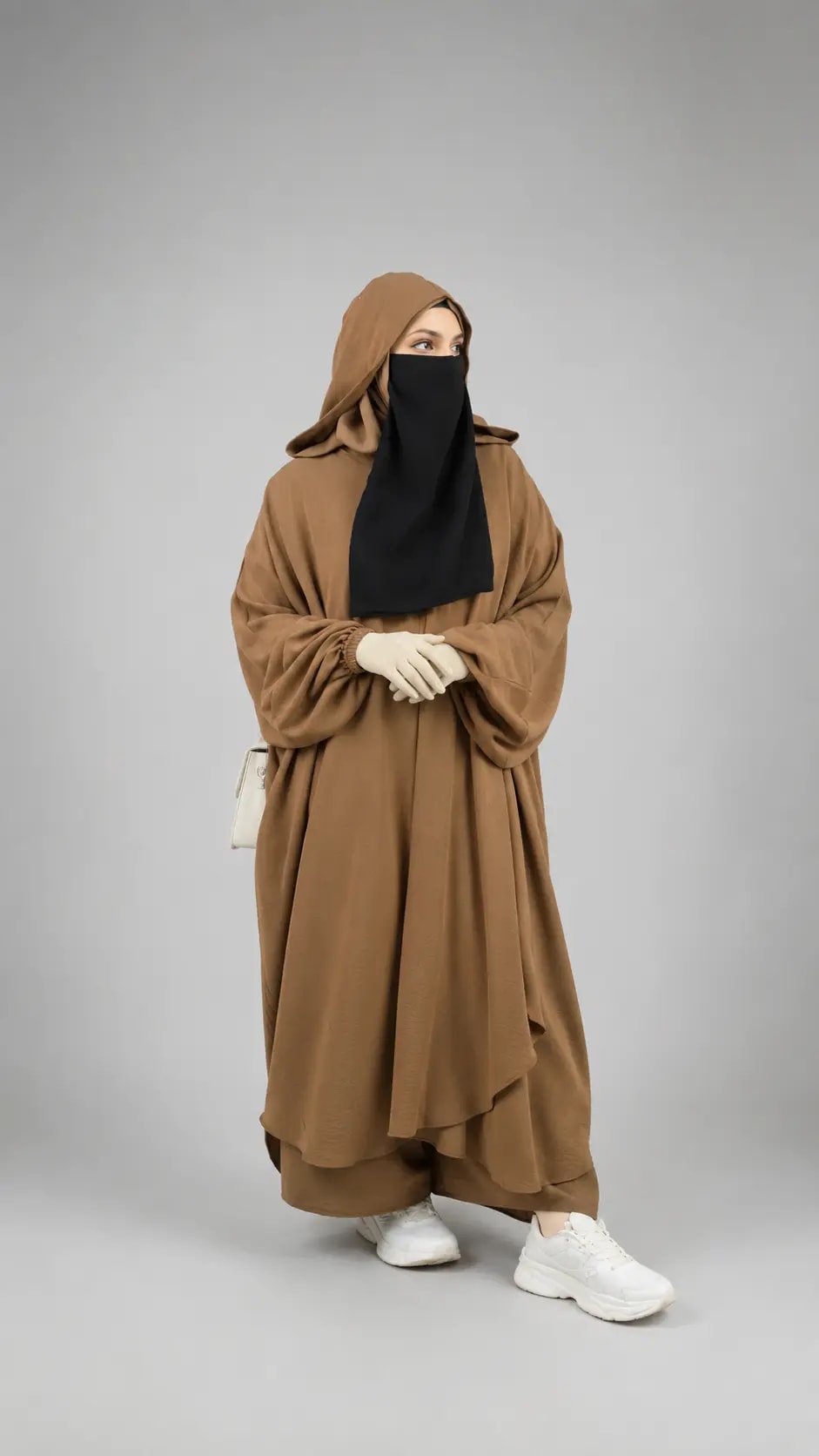 Hoodie Abaya Cord Set – Mocha Brown