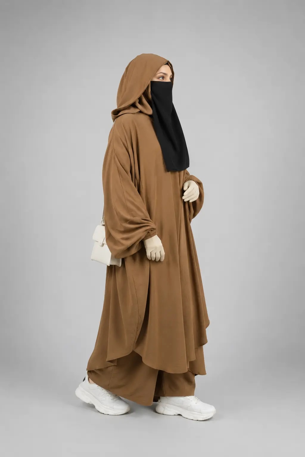Hoodie Abaya Cord Set – Mocha Brown