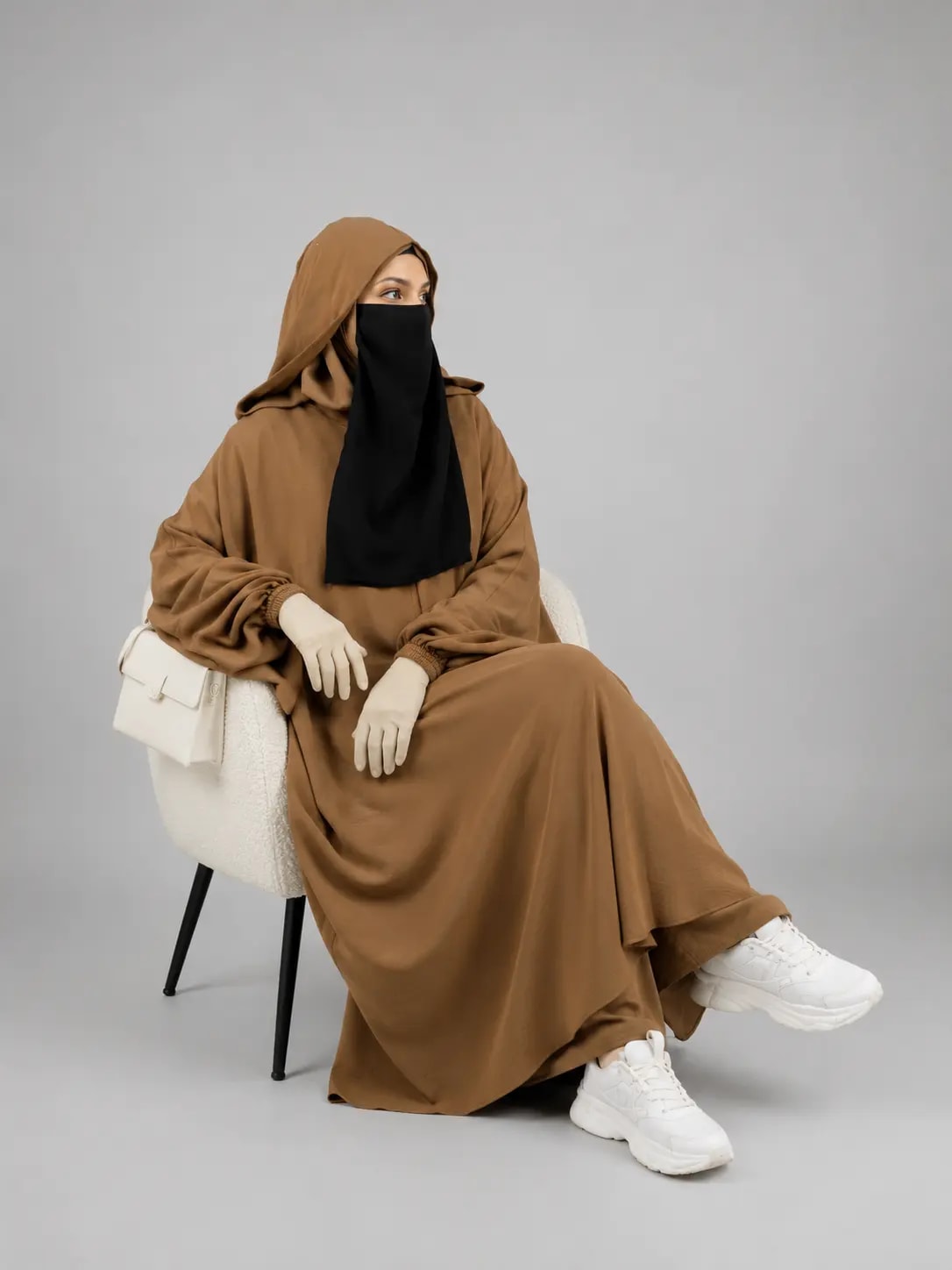 Hoodie Abaya Cord Set – Mocha Brown