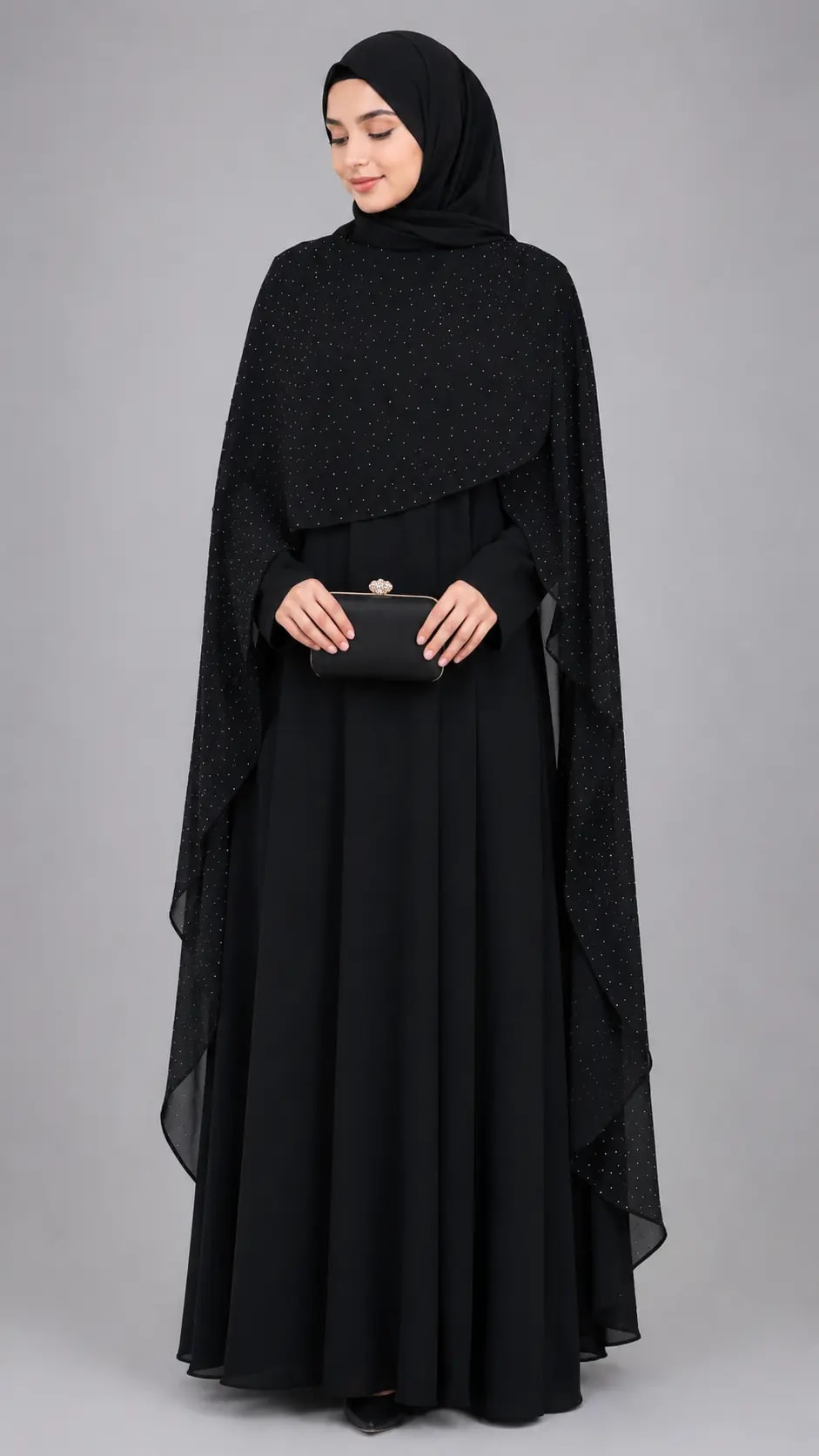 Elara Stone Cape Abaya