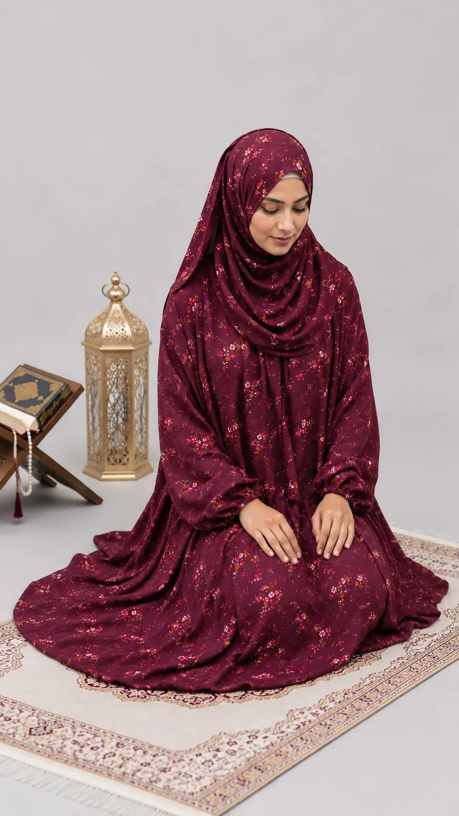 Maroon Blossam Prayer Dress