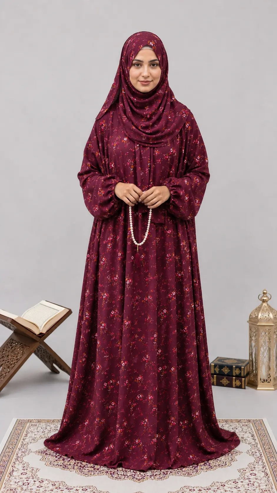 Maroon Blossam Prayer Dress