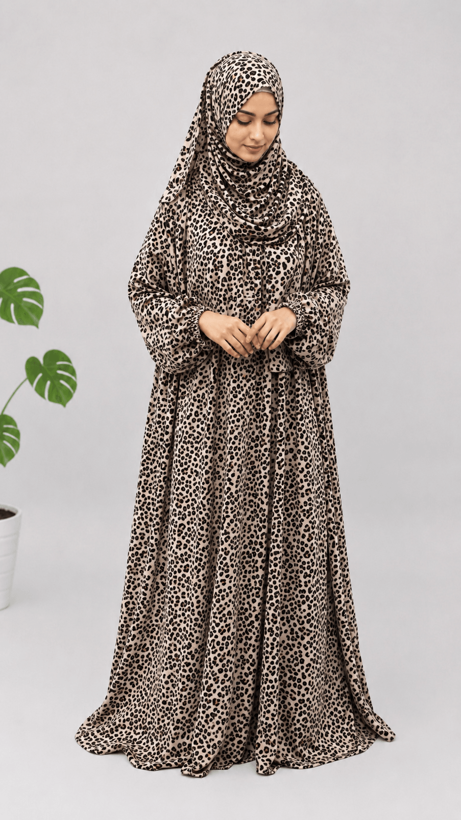 Shifa Leopard Print Prayer Dress - Loose Fit