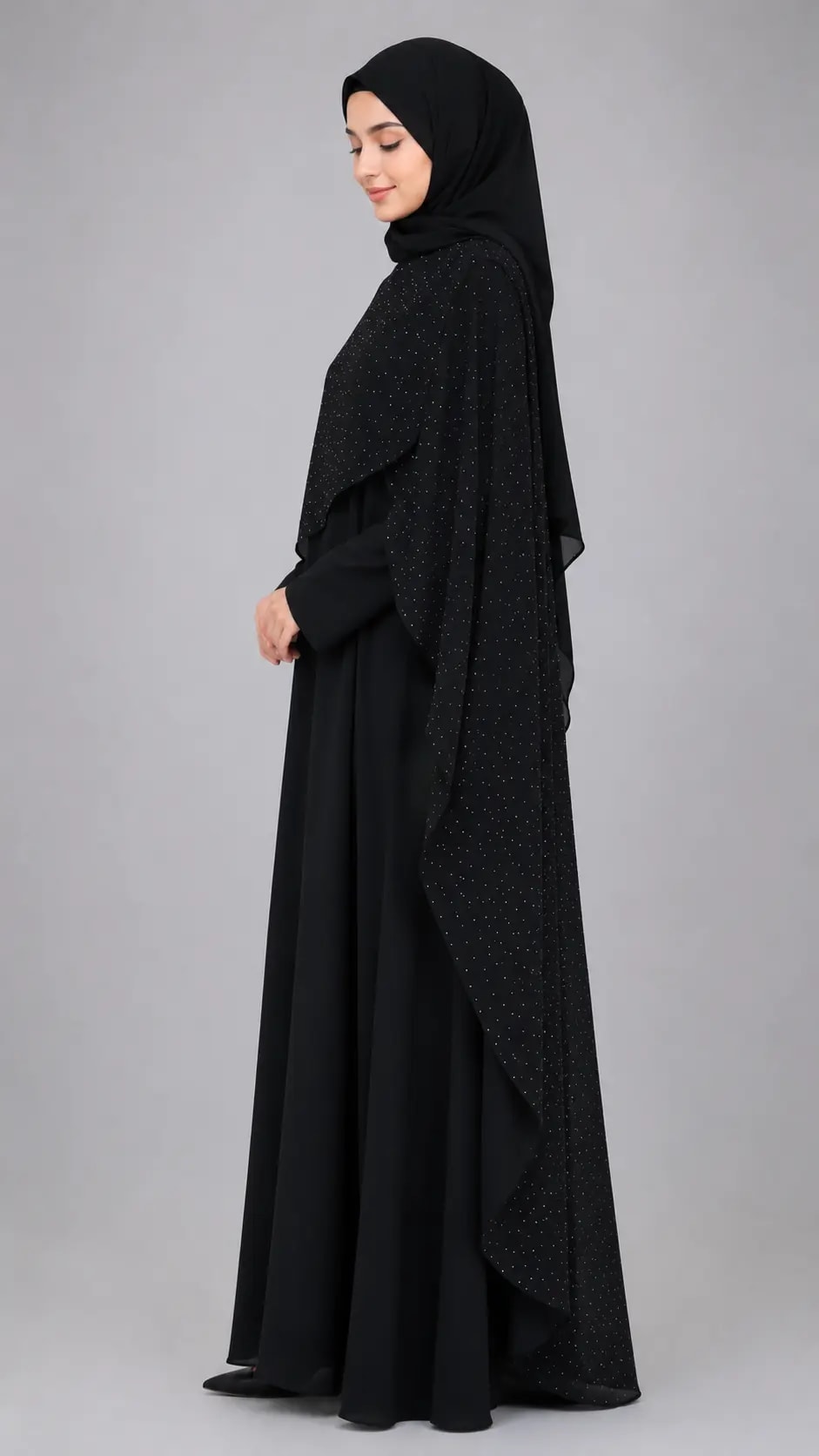 Elara Stone Cape Abaya