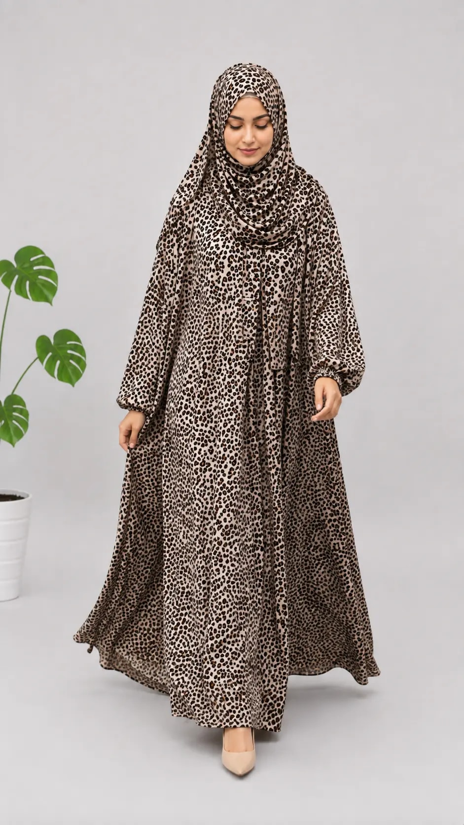 Shifa Leopard Print Prayer Dress - Loose Fit