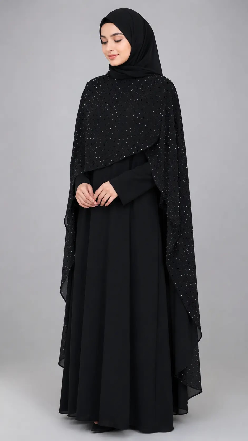 Elara Stone Cape Abaya